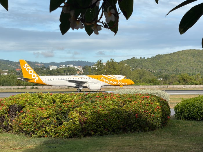 Scoot Airplane Landing at Samui Airport