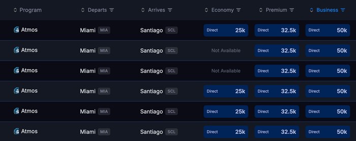 Seats.aero alert USA SCL Aug 2026 Seats.aero alert USA SCL Aug 2026