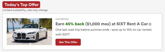 Sixt Capital One Shopping Offer