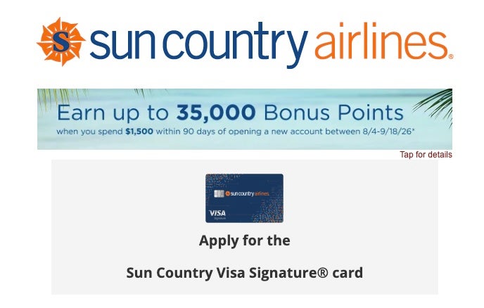 Sun Country card welcome offer