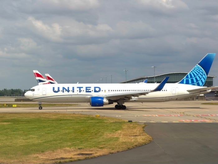 United Airbus Boeing 767 at London Heathrow LHR