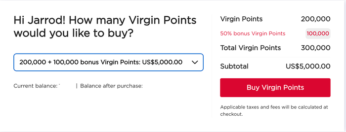 virgin buy points promo virgin buy points promo