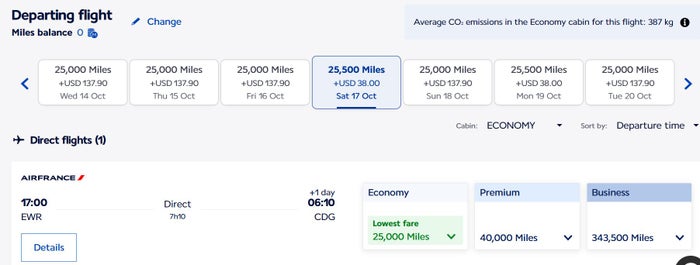 Air France EWR to CDG