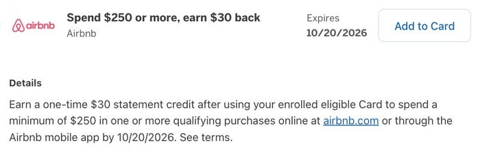 Airbnb Experiences 30 Amex Offer September 2026