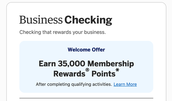 Amex Business Checking offer Amex Business Checking offer