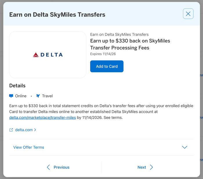 Amex Offer SkyMiles transfer fees September 2026 Amex Offer SkyMiles transfer fees September 2026
