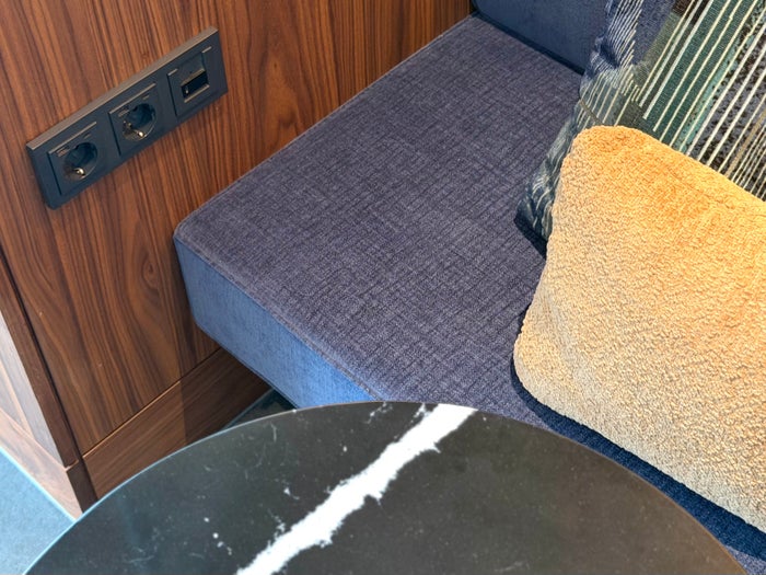 Amsterdam Amex Centurion Lounge bar seating sockets