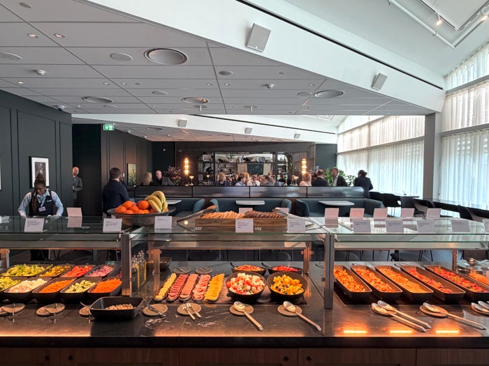 Amsterdam Amex Centurion Lounge buffet and restaurant Amsterdam Amex Centurion Lounge buffet and restaurant