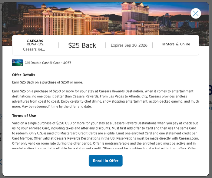 Citi Offer Caesars 9:26