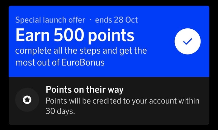 Earn 500 SAS EuroBonus points by October 28 Earn 500 SAS EuroBonus points by October 28