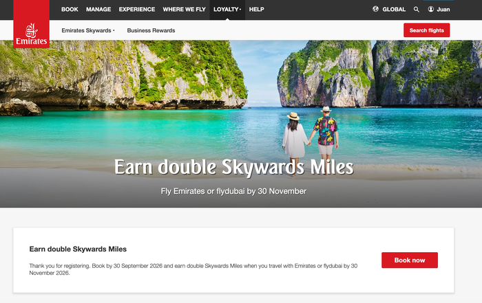 Emirates double miles promo offer Emirates double miles promo offer