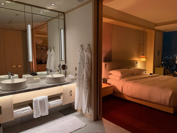 Fairmont Tokyo bedroom at night