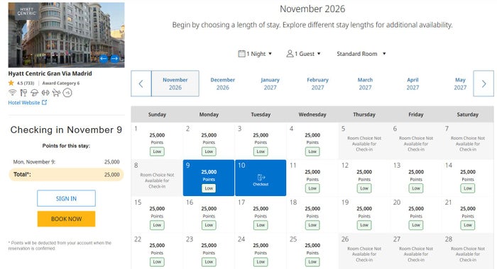 Hyatt Centric Madrid Fall rates