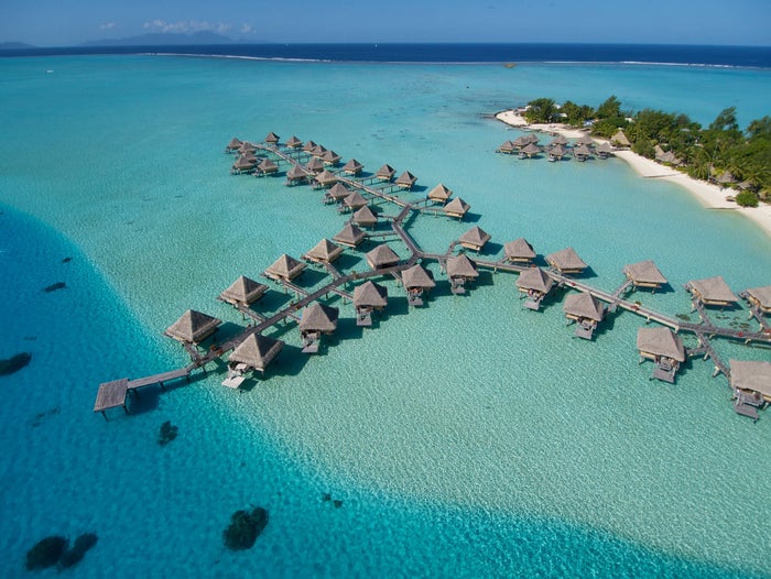Inrercontinental Bora Bora aerial view Inrercontinental Bora Bora aerial view