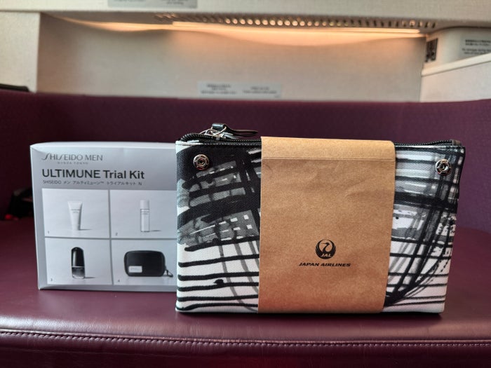 JL First Class Suite amenity kit and men's toiletry kit
