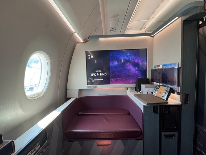 JL First Class Suite view of IFE JL First Class Suite view of IFE