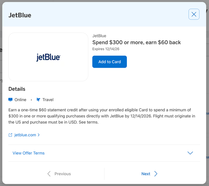 JetBlue Amex Offer September 2026