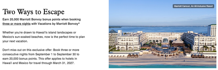 Marriott 20k points Hawaii Mexico 2026