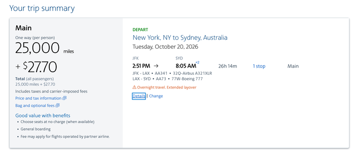 New York to Sydney with American from 25k points New York to Sydney with American from 25k points