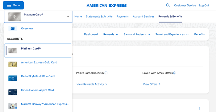 Screenshot 2026 09 29 at 10.54.39 PM Amex card switcher 9/29/26