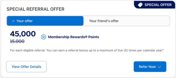 Amex Platinum referral offer 9/29/26