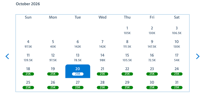 Screenshot of American points calendar Screenshot of American points calendar