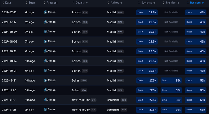 Seats.aero availability Oct 2026 USA BCN MAD Seats.aero availability Oct 2026 USA BCN MAD