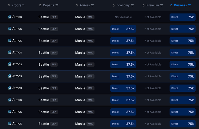 Seats.aero availability USA MNL September 2026 Seats.aero availability USA MNL September 2026