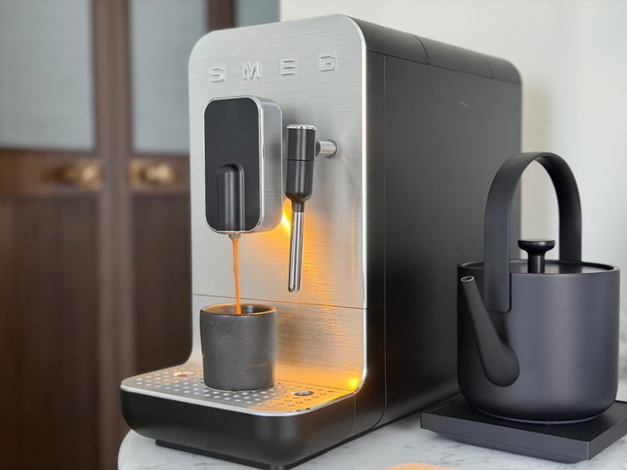 Six Senses London bedroom Smeg coffee machine