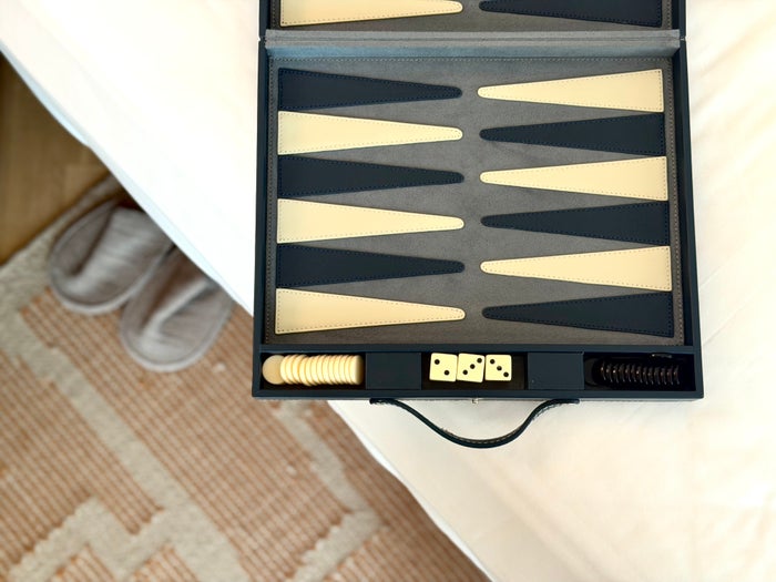Six Senses London bedroom backgammon