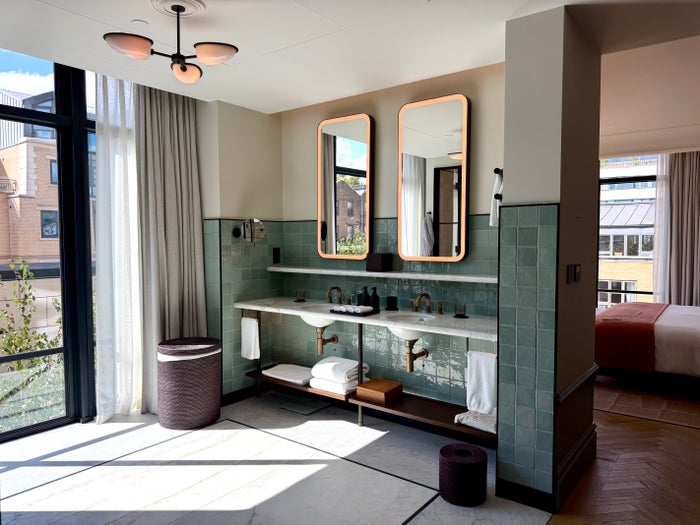 Six Senses London bedroom double sinks