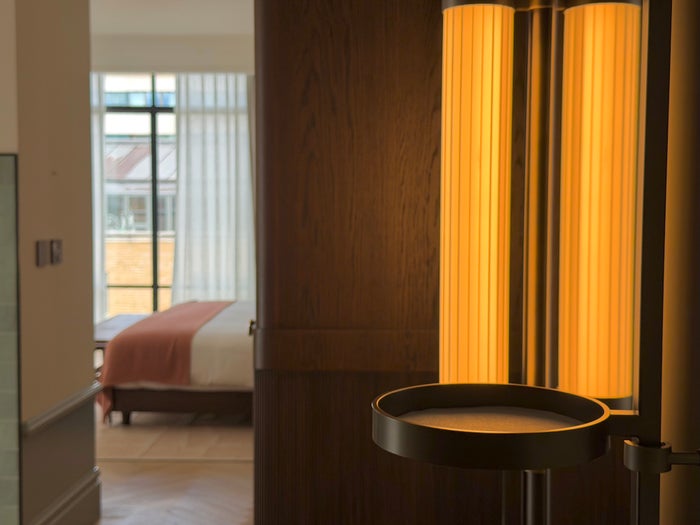 Six Senses London bedroom floating shelf