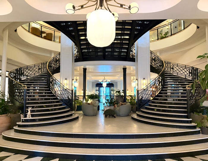 Six Senses London lobby staircase Six Senses London lobby staircase