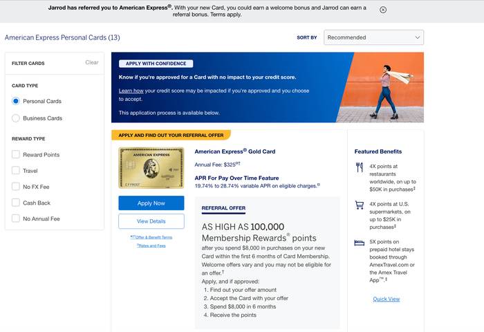 amex referred cards