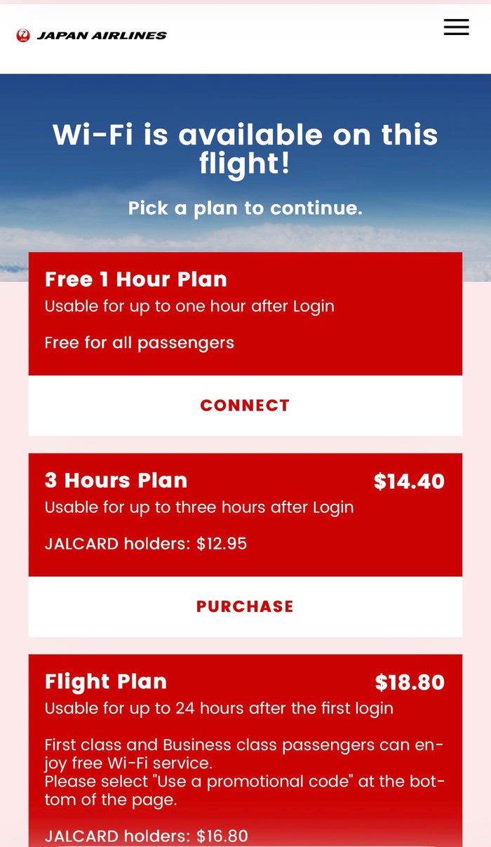 JAL Wi-Fi cost JAL Wi-Fi cost