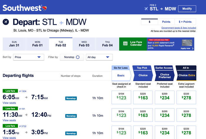 southwest booking example southwest booking example