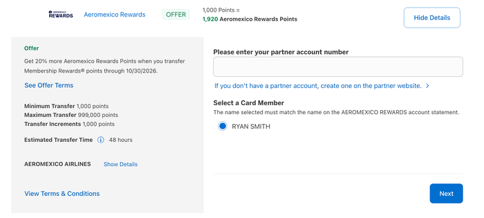 Amex Aeromexico transfer bonus October 2026 Amex Aeromexico transfer bonus October 2026