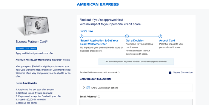 Amex Business Platinum 300k application