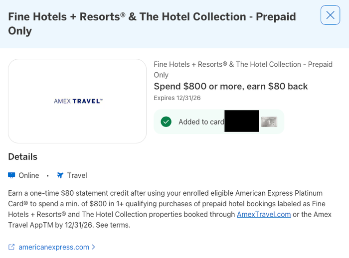 Amex FHR Amex Offer Amex FHR Amex Offer