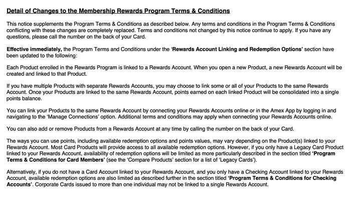 Amex screenshot new terms Amex screenshot new terms