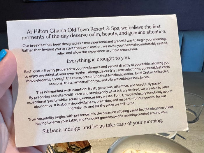 Hilton Chania Old Town breakfast philosophy Hilton Chania Old Town breakfast philosophy