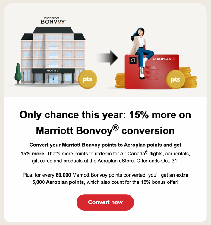 Marriott Aeroplan transfer bonus email 2026 Marriott Aeroplan transfer bonus email 2026