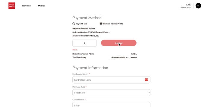 Wells Fargo Checkout 1 point applied Wells Fargo Checkout 1 point applied