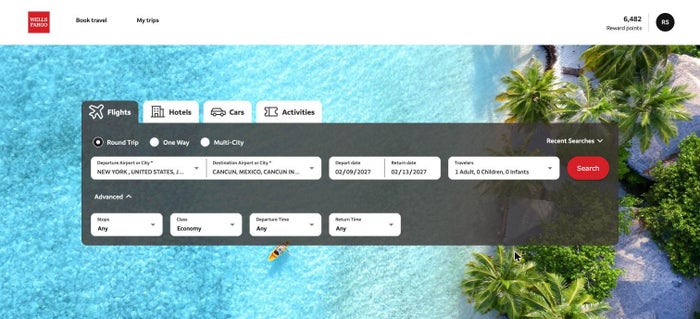 Wells Fargo Flight search form with advanced options Wells Fargo Flight search form with advanced options