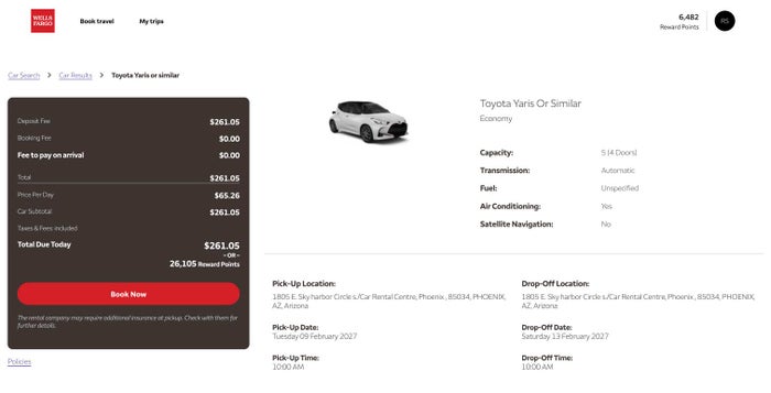 Wells Fargo Portal Car rental details and price breakdown Wells Fargo Portal Car rental details and price breakdown