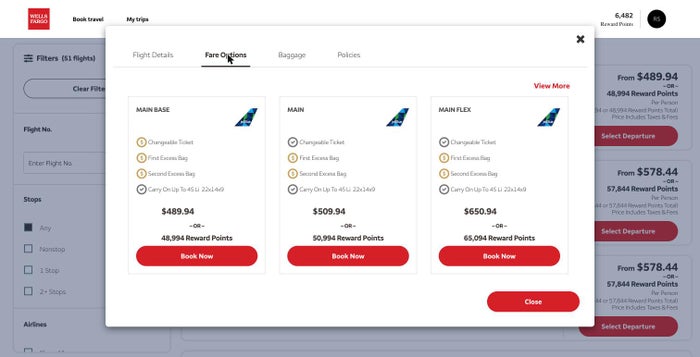 Wells Fargo portal Flight fare options Wells Fargo portal Flight fare options