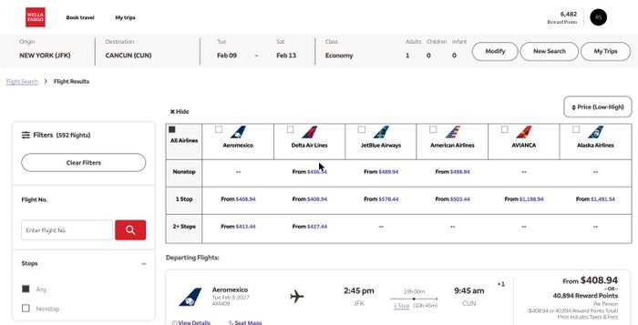 Wells Fargo portal Flight results all airlines Wells Fargo portal Flight results all airlines