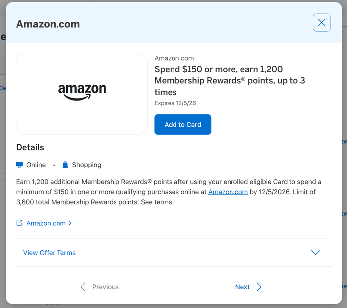 amazon amex offer