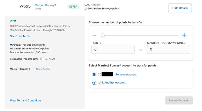 35% Transfer Bonus From Amex to Marriott Bonvoy [Ends Dec. 10]