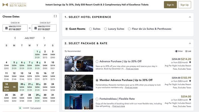 fountainbleu booking